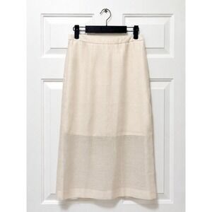A New Day Cream Sheer Hem Midi Skirt Recycled Polyester Cream Size 2 E78E76